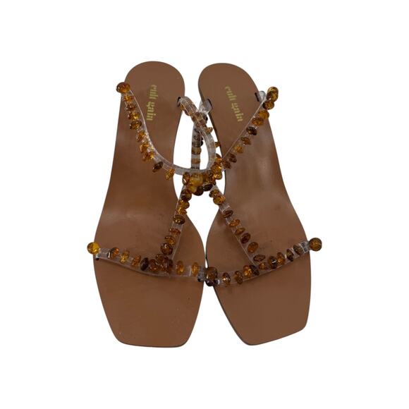s-l400.jpg Cult Gaia Bead Embelished Clio Round Sphere Heel Sandals Brown Size 39.5
